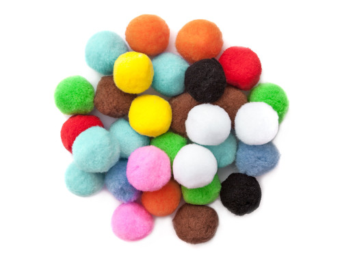 Polyester pompoms - mix, 30 pcs