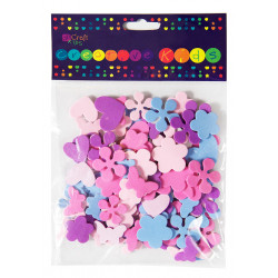 Foam stickers - DpCraft - hearts, flowers, butterflies, 100 pcs.