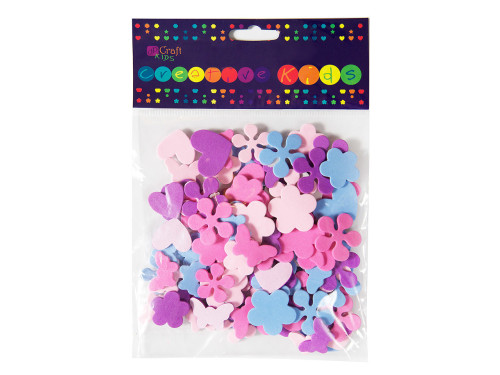 Naklejki z pianki - DpCraft - Serca, kwiaty, motyle, 100 szt.