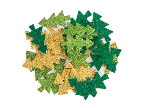 Foam, glitter stickers - DpCraft - Christmas trees, 30 pcs.