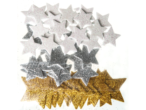 GLITTER FOAM STICKERS - STARS, 45 PCS