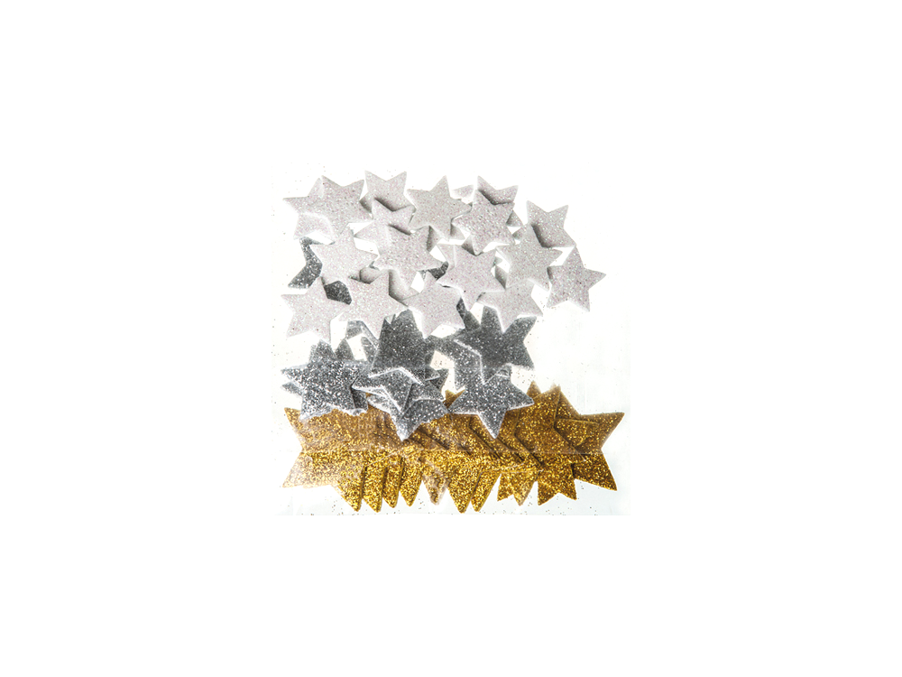 GLITTER FOAM STICKERS - STARS, 45 PCS