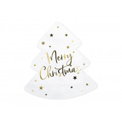 Christmas tree napkins - white and gold, 20 pcs.
