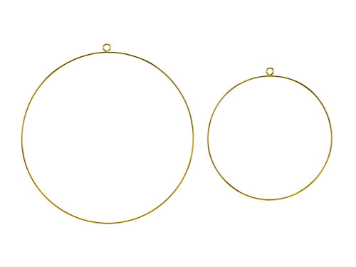 Metal hanging decorations, hoops - gold, 2 pcs.