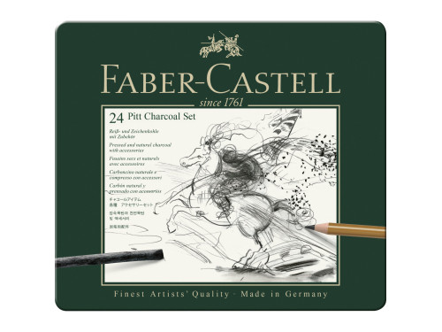 Pitt Charcoal Set in metal tin - Faber-Castell - 24 pcs.