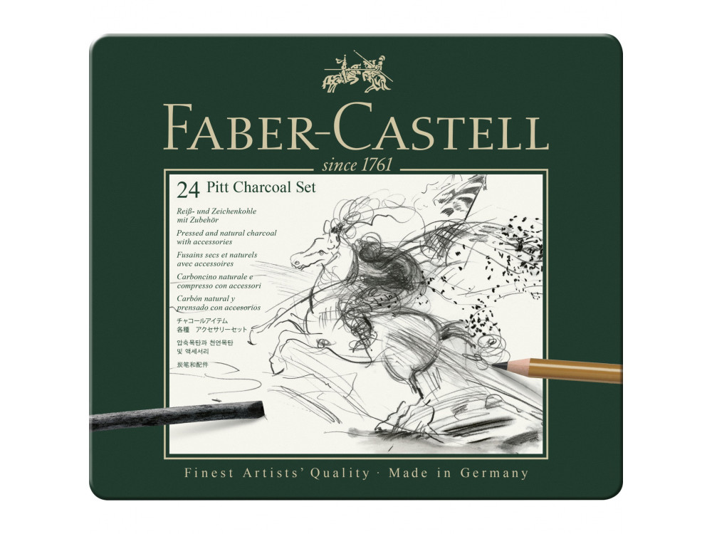 Pitt Charcoal Set in metal tin - Faber-Castell - 24 pcs.