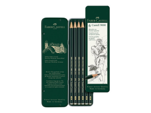 Castell 9000 graphite pencils in metal tin - Faber-Castell - 6 pcs.