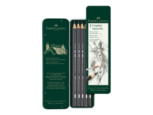 Graphite Aquarelle pencils in metal tin - Faber-Castell - 5 pcs.