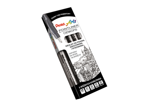 Pointliner calibrated fineliners set - Pentel - black, 5 pcs.
