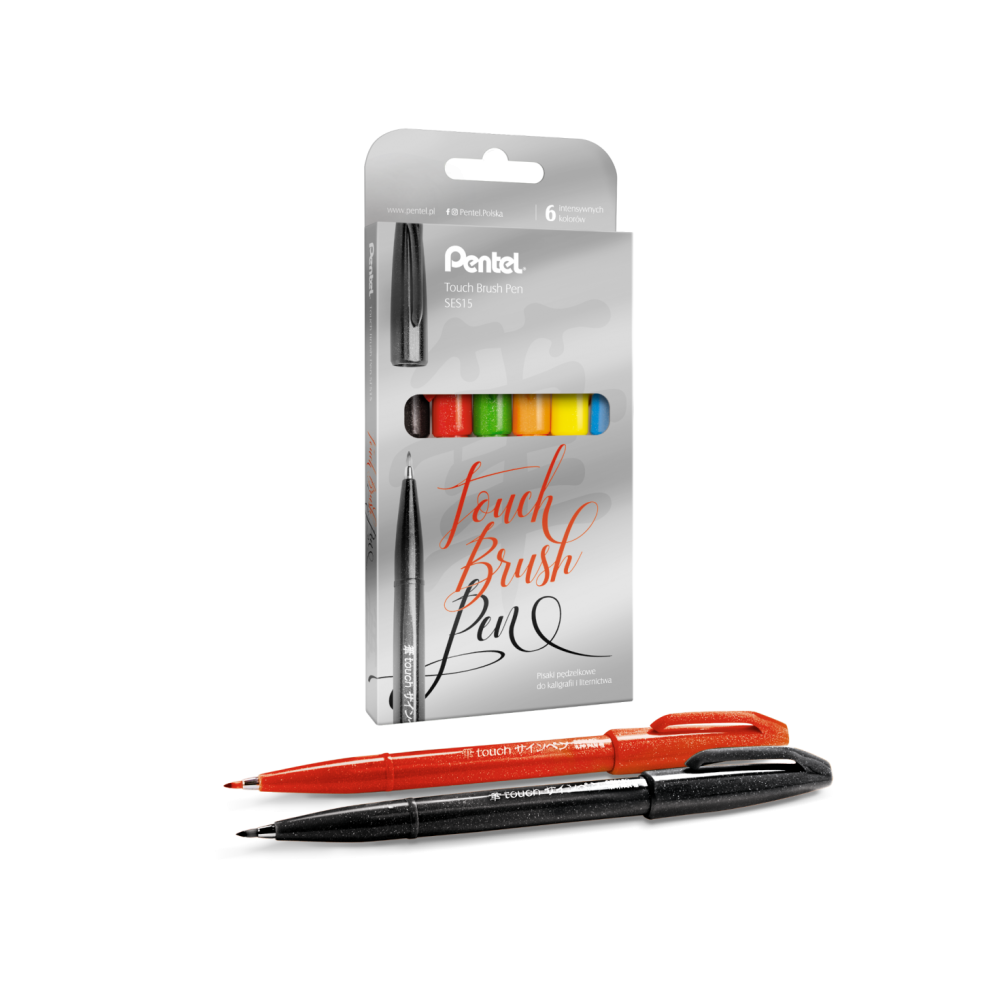 Zestaw pisaków artystycznych Touch Brush Pen 1 - Pentel - 6 szt.
