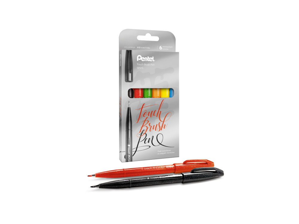 Zestaw pisaków artystycznych Touch Brush Pen 1 - Pentel - 6 szt.