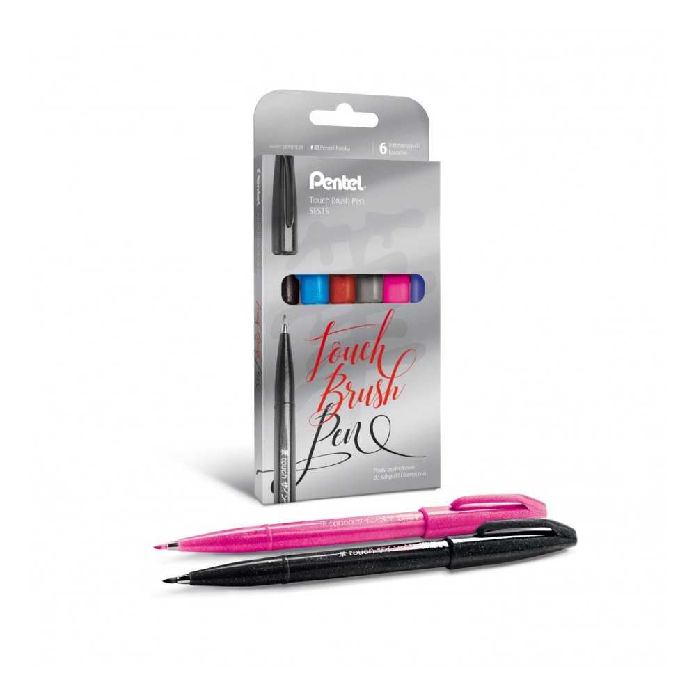 Zestaw pisaków artystycznych Touch Brush Pen 2 - Pentel - 6 szt.