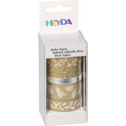 Decorative robbons with glue - Heyda - silver and gold, 5 pcs.