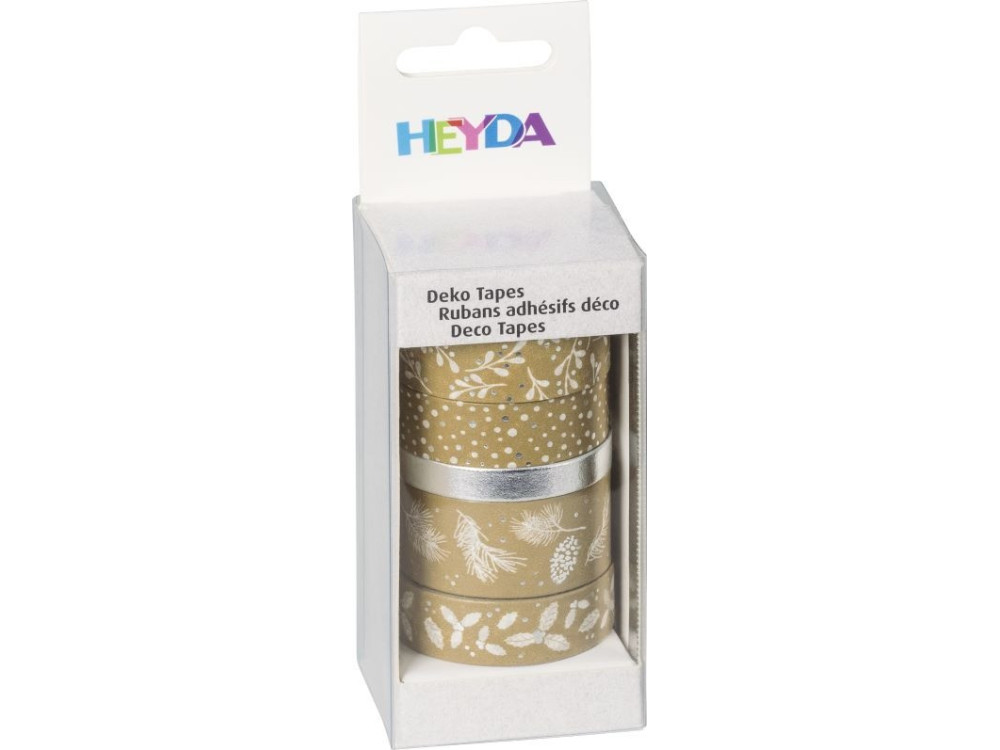 Decorative robbons with glue - Heyda - silver and gold, 5 pcs.