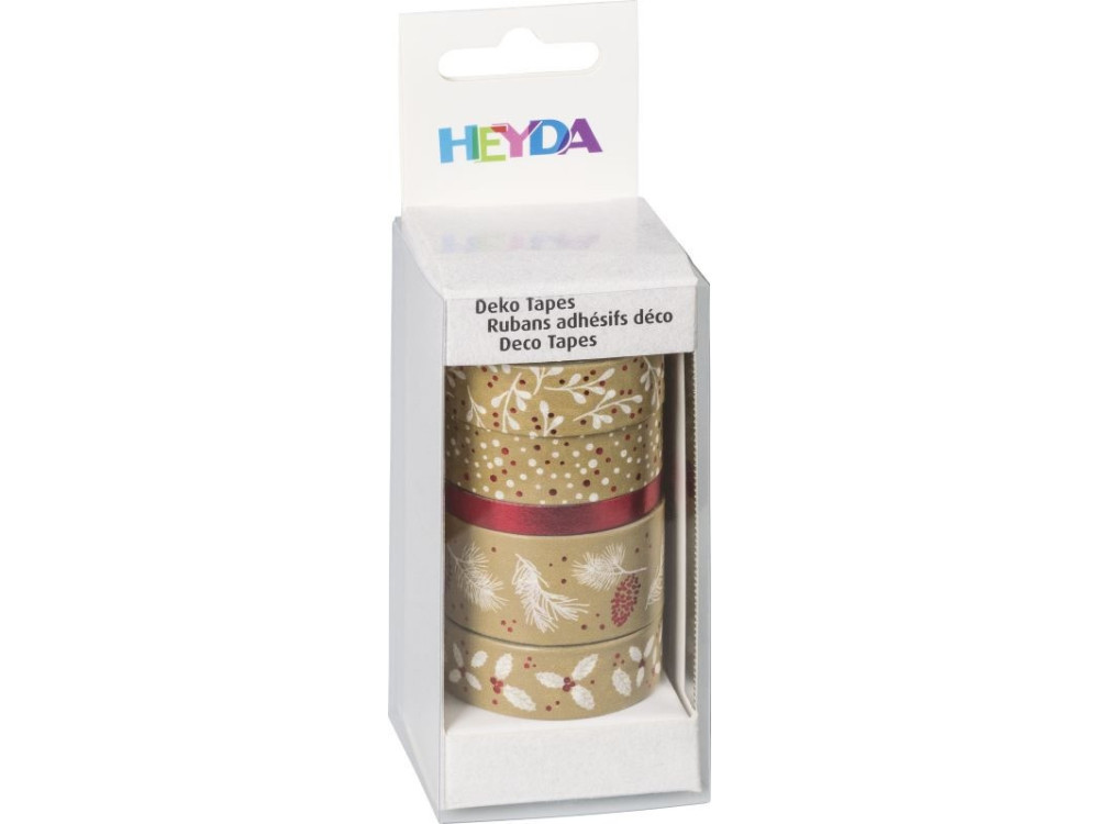Decorative robbons with glue - Heyda - red and gold, 5 pcs.