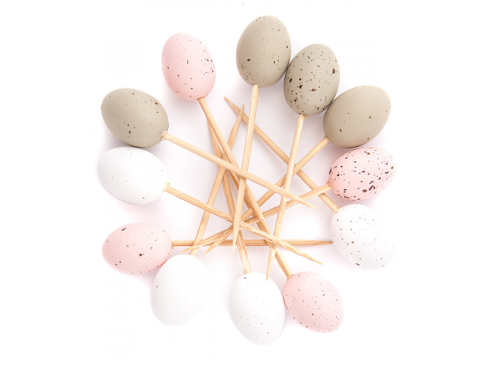 Mini eggs on the peak - pastel colors, 12 pcs.