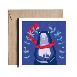 Kartka okolicznościowa - PiesKot - Beary Christmas, 14,5 x 14,5 cm
