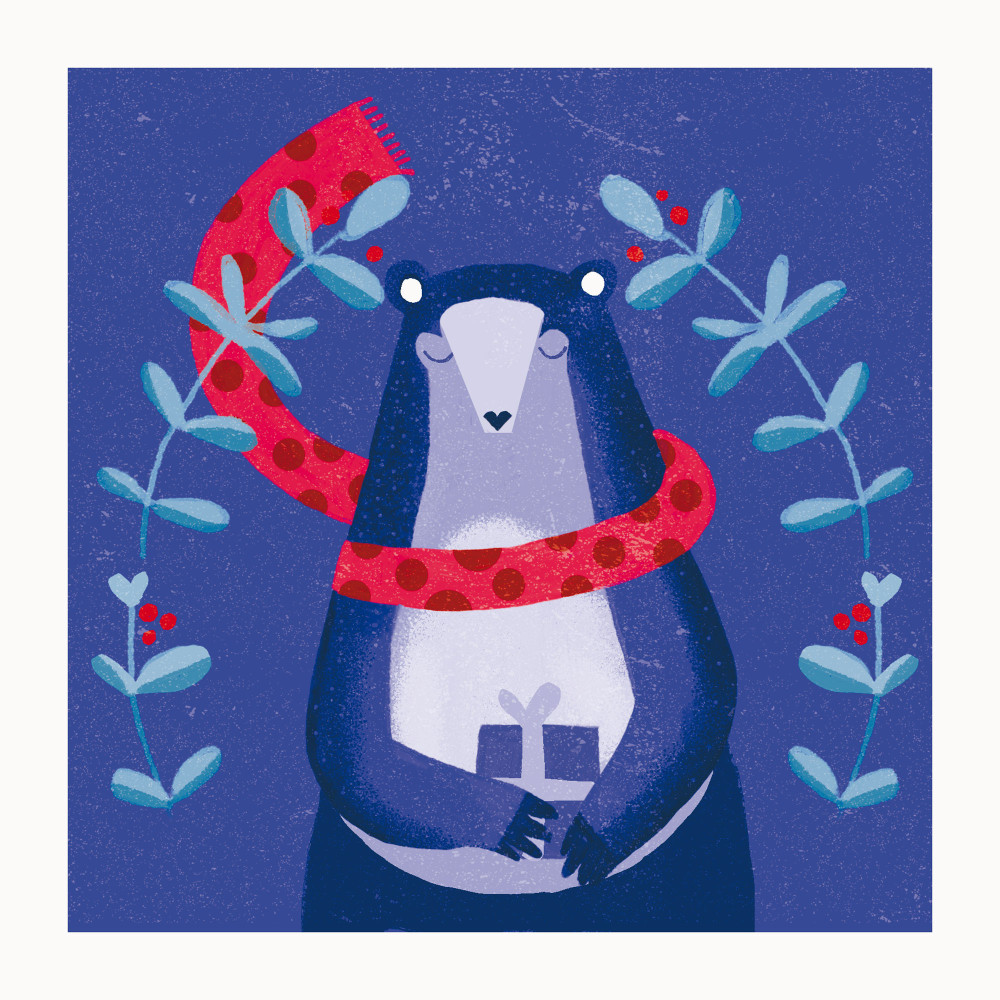 Greeting card - Pieskot - Beary Christmas, 14,5 x 14,5 cm