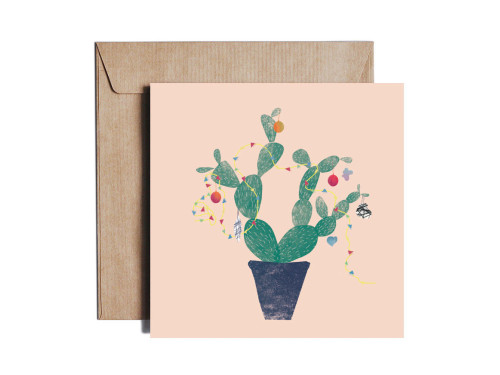 Kartka okolicznościowa - PiesKot - Christmas cactus tree, 14,5 x 14,5 cm