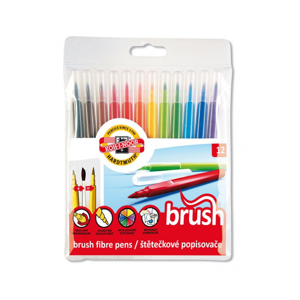 Fibre Brush Pens 12kol. KOH-I-NOOR