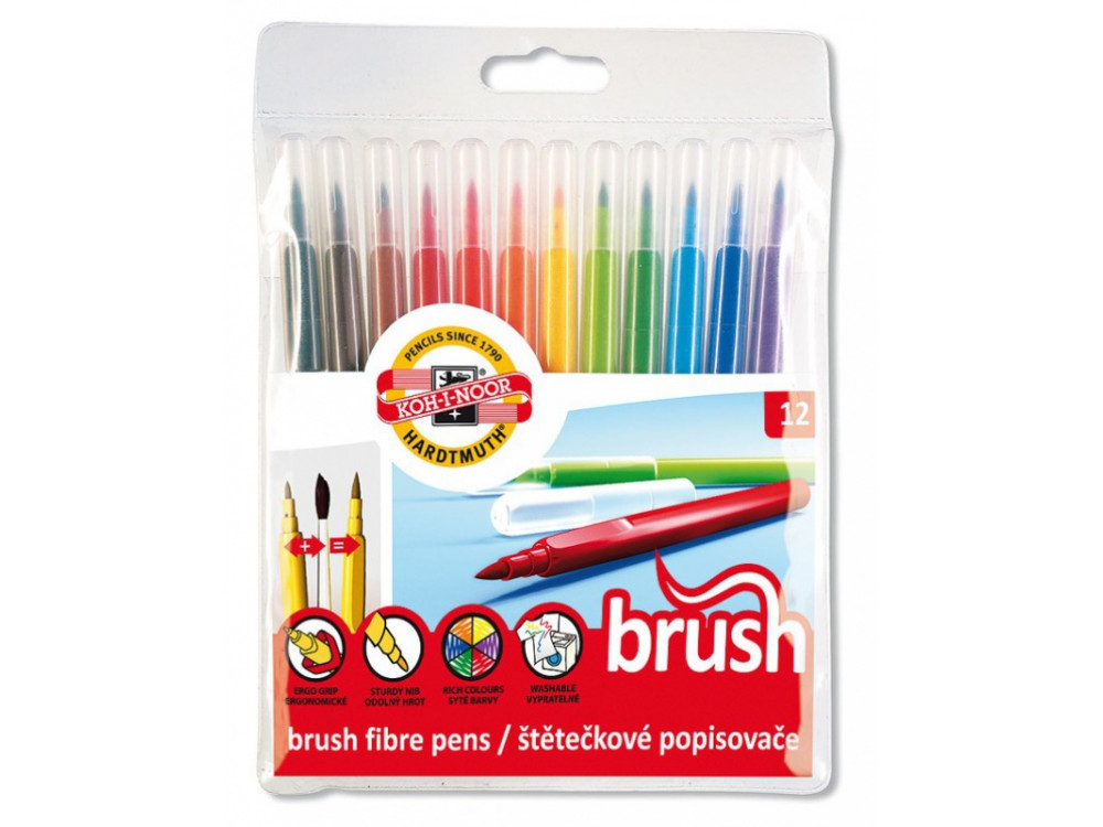 Fibre Brush Pens 12kol. KOH-I-NOOR