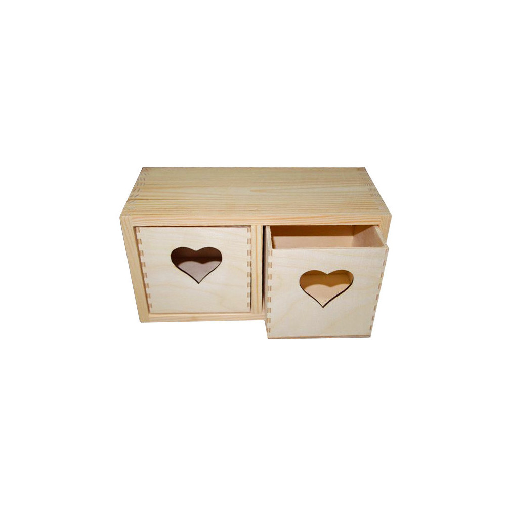 Pojemnik drewniany, regalik z sercem - 23,5 x 10,5 x 12,5 cm