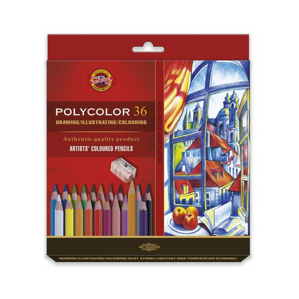Zestaw kredek Polycolor z temperówką i ołówkiem - Koh-I-Noor - 36 szt.