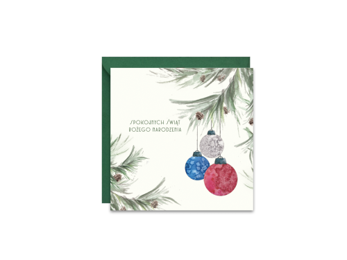 Greeting card - Paperwords -  Christmas tree twigs, 14 x 14 cm