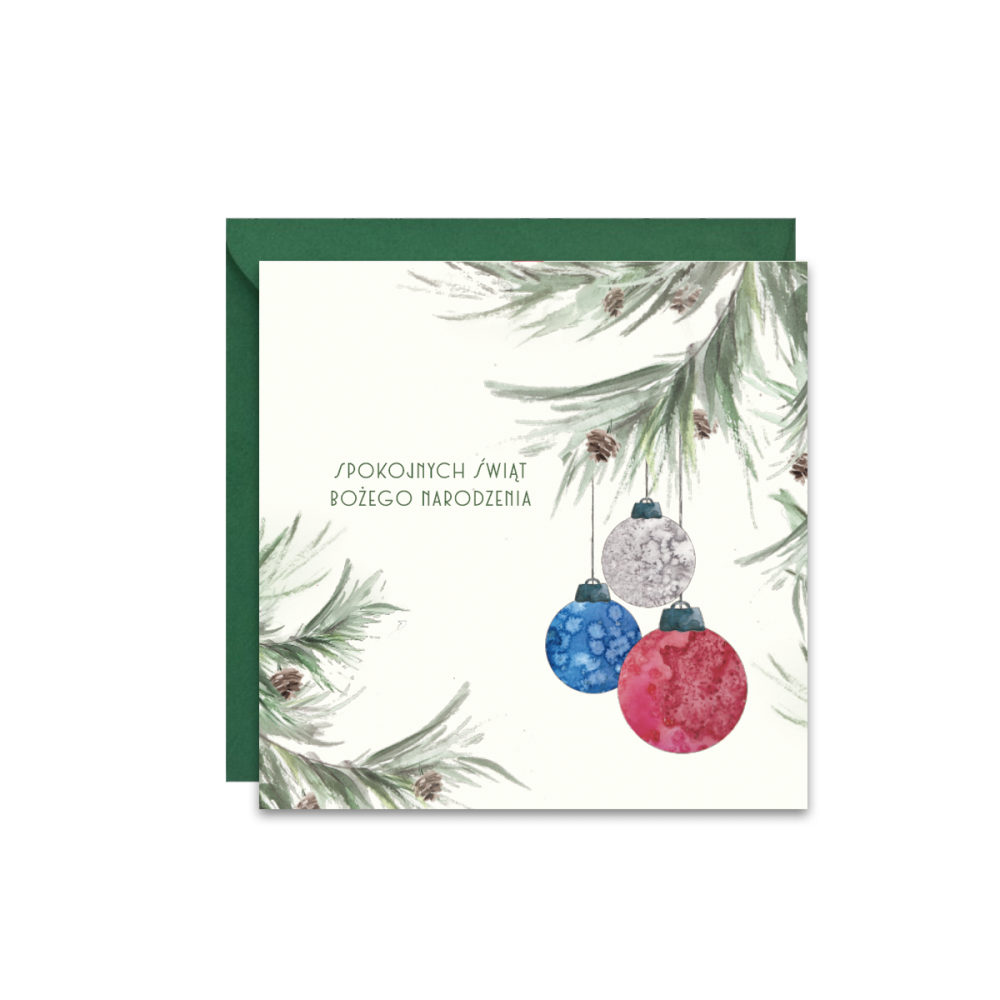 Greeting card - Paperwords -  Christmas tree twigs, 14 x 14 cm