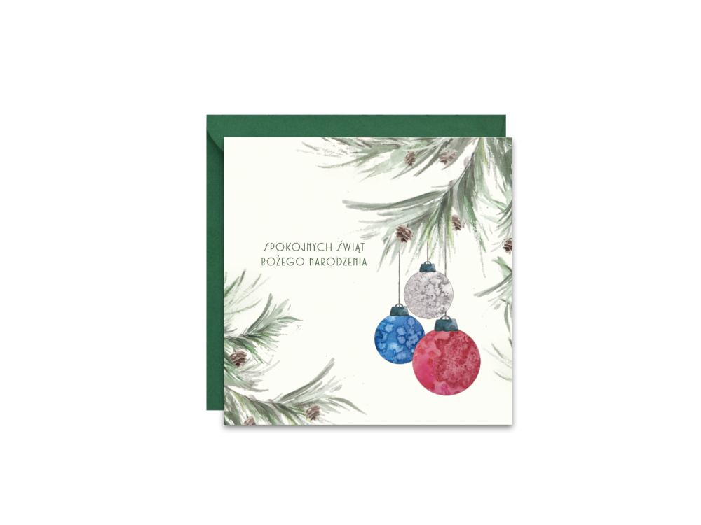 Greeting card - Paperwords -  Christmas tree twigs, 14 x 14 cm