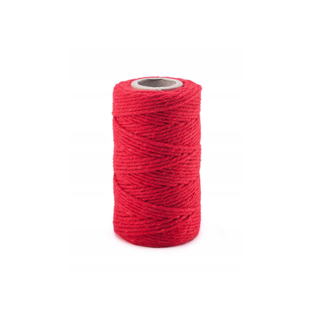 Cotton cord for macrames - red, 2 mm, 100 g, 70 m