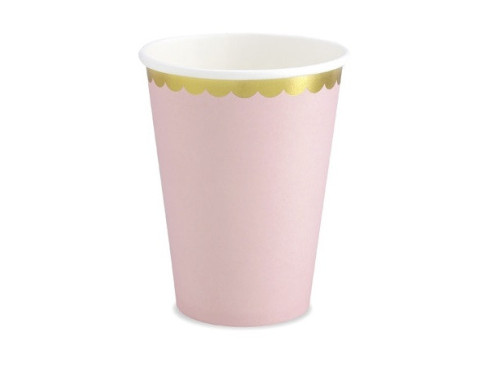 Paper cups - pink and gold, 220 ml, 6 pcs.