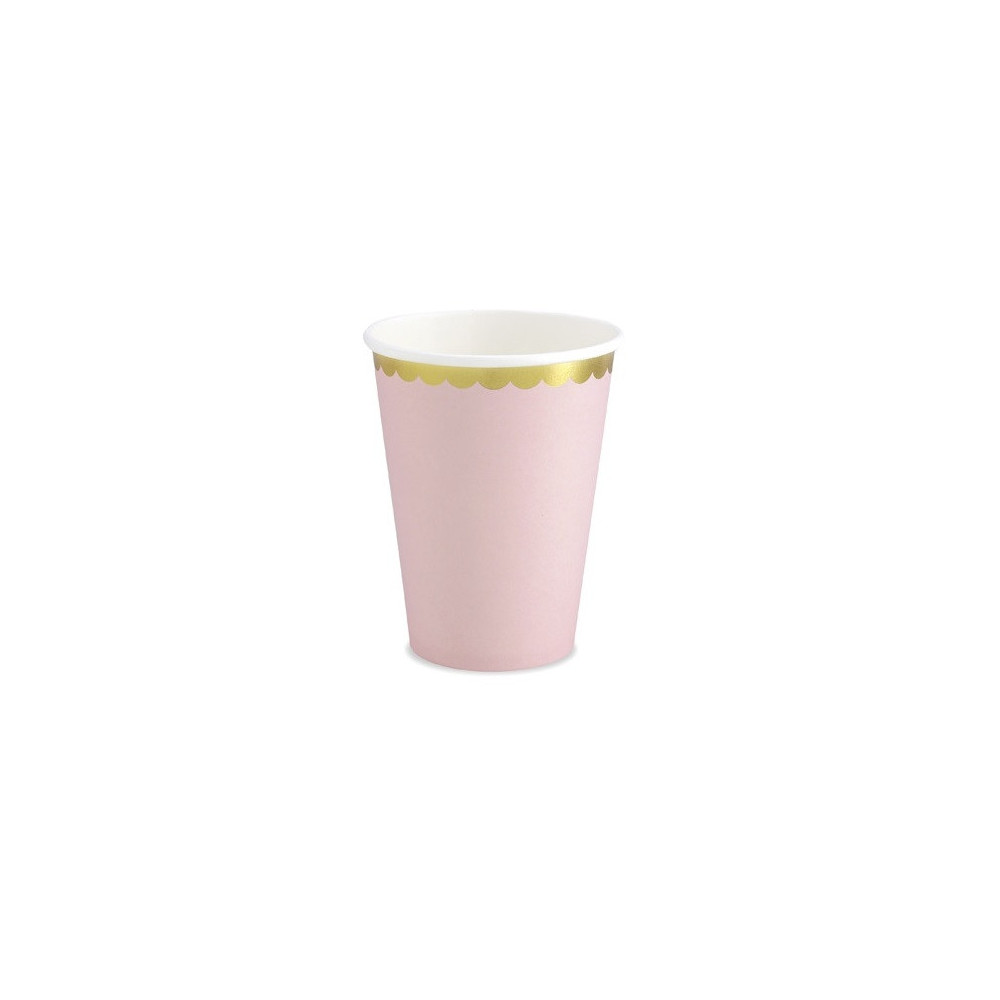 Paper cups - pink and gold, 220 ml, 6 pcs.