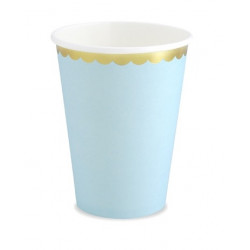 Paper cups - blue and gold, 220 ml, 6 pcs.