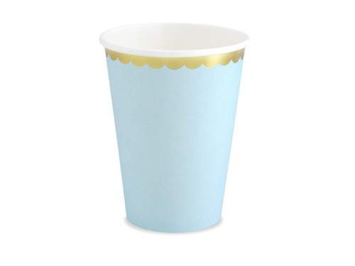 Paper cups - blue and gold, 220 ml, 6 pcs.