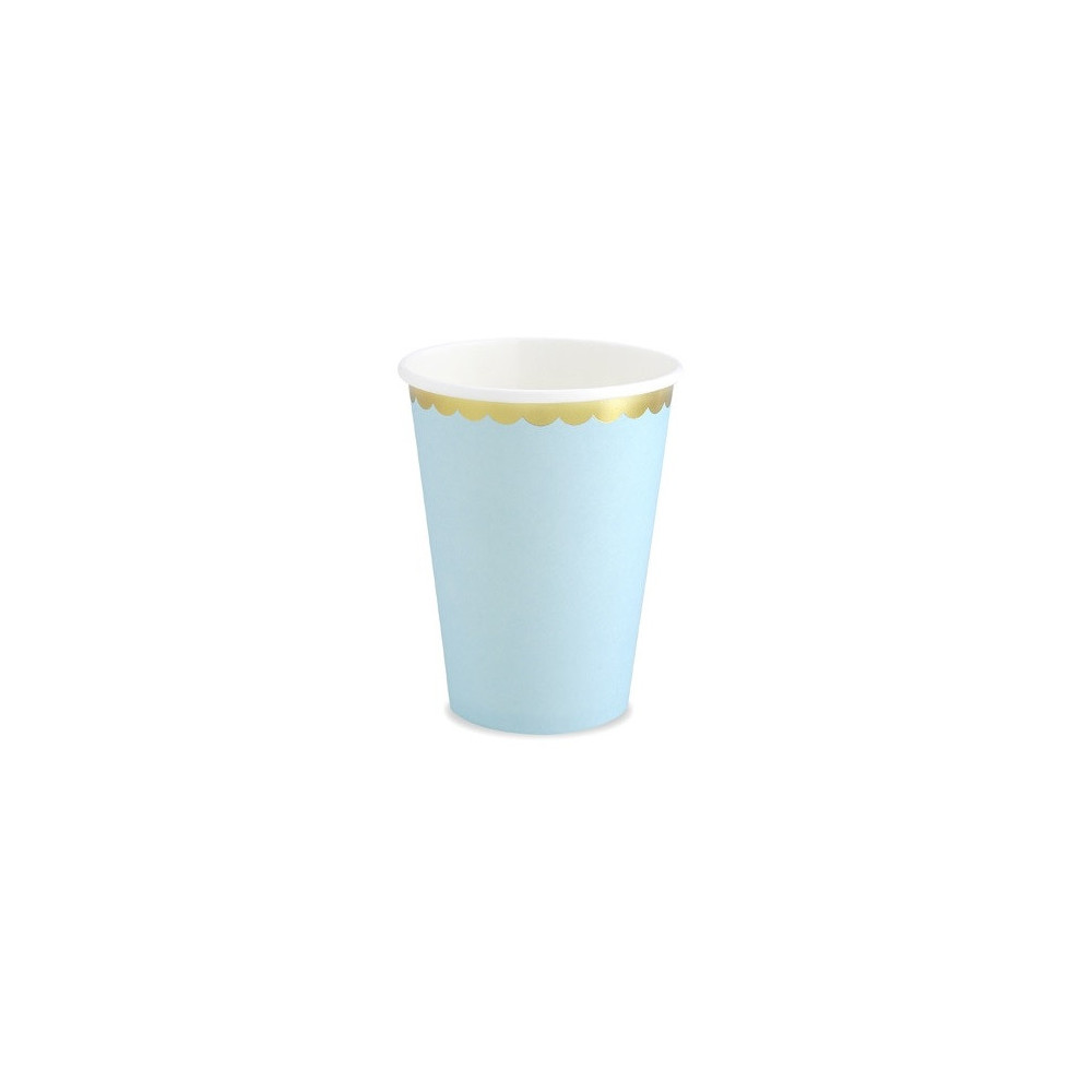 Paper cups - blue and gold, 220 ml, 6 pcs.