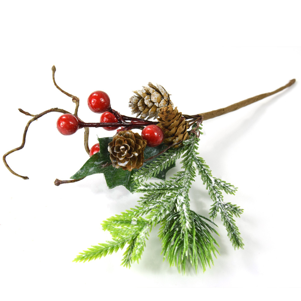 Spruce twig with cones and berries - small, 21 cm