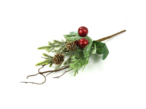 Gałązka świerk z szyszkami i jagodami - duża, 30 cm