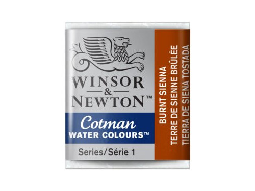 Cotman watercolor paint - Winsor & Newton - Burnt Sienna, half pan