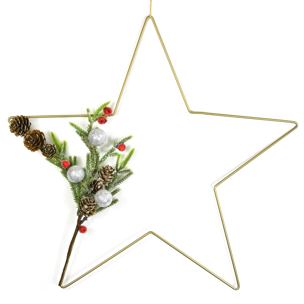 Metal star hoop, base for garlands, wreaths and dream catchers - gold, 40 cm