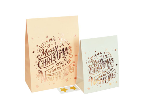 Torebki na prezenty Merry Christmas - różowa i szara, 2 szt.