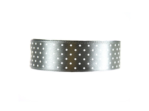 Polka Dot Ribbon - grey, 25 mm x 22 m