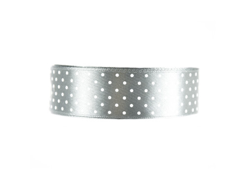 Polka Dot Ribbon - silver, 25 mm x 22 m