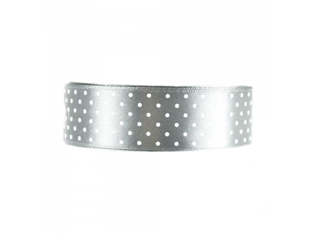 Polka Dot Ribbon - silver, 25 mm x 22 m