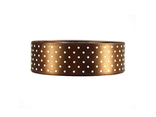 Polka Dot Ribbon - brown, 25 mm x 22 m