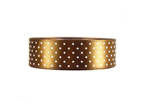 Polka Dot Ribbon - light brown, 25 mm x 22 m