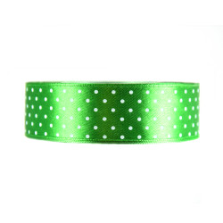 Polka Dot Ribbon - green, 25 mm x 22 m