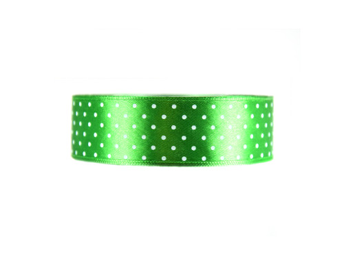 Polka Dot Ribbon - green, 25 mm x 22 m