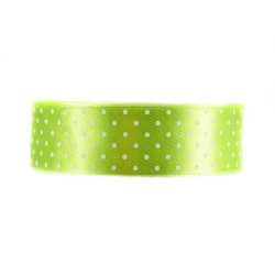 Polka Dot Ribbon - light green, 25 mm x 22 m