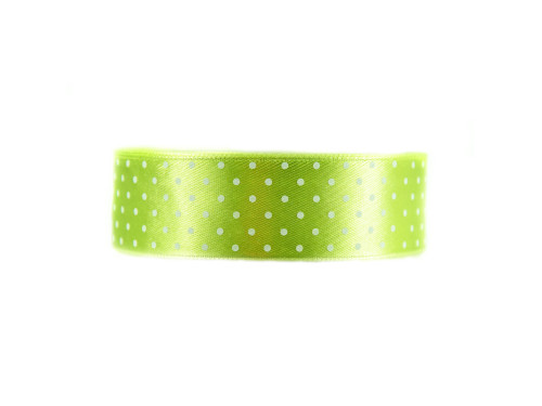 Polka Dot Ribbon - light green, 25 mm x 22 m